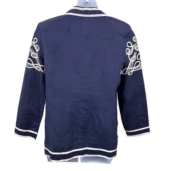 VINTAGE BELLDINI NAVY BLUE WHITE OVERSIZED NAUTICAL BLAZER JACKET - 14 - Picture 4 of 11